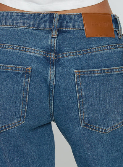 Ramos Low Rise Wide Leg Jeans Mid Blue Wash