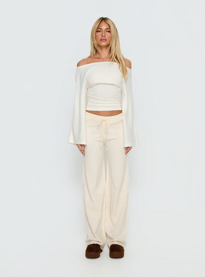Felisha Low Waist Knit Pants White