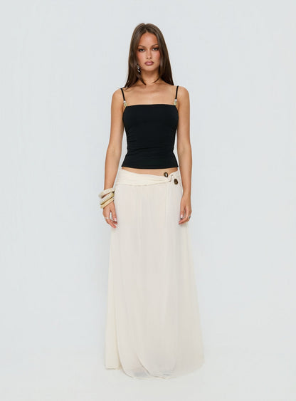 Kaledia Chiffon Draped Maxi Skirt Cream
