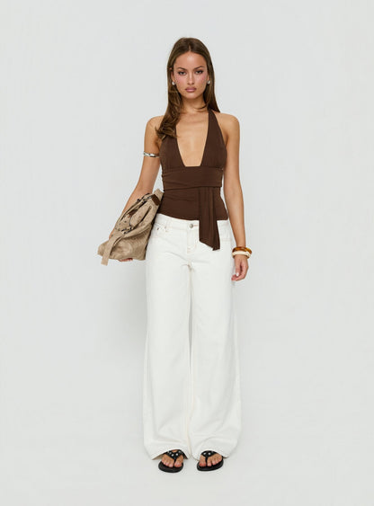Tidal Wave Low Rise Straight Leg Jeans Cream