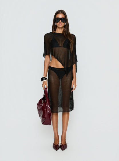 Luminous Midi Skirt Black