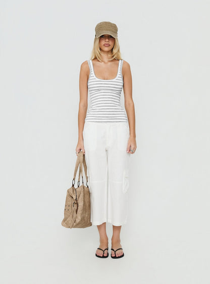Indee Cropped Cargo Pants White