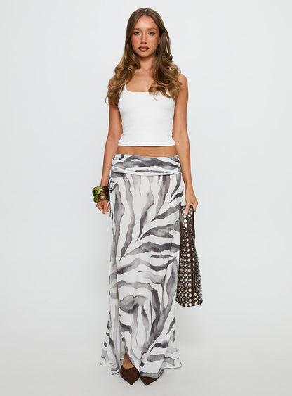Kiden Split Maxi Skirt Zebra