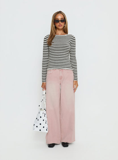Lucky Dip Mid Rise Straight Leg Jeans Washed Pink