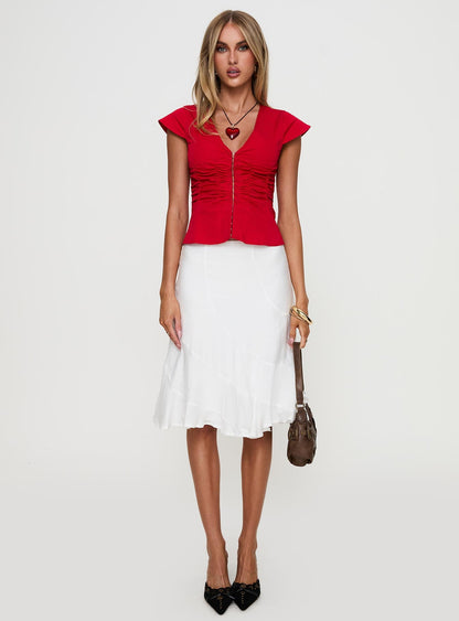 With Kindness Midi Skirt White