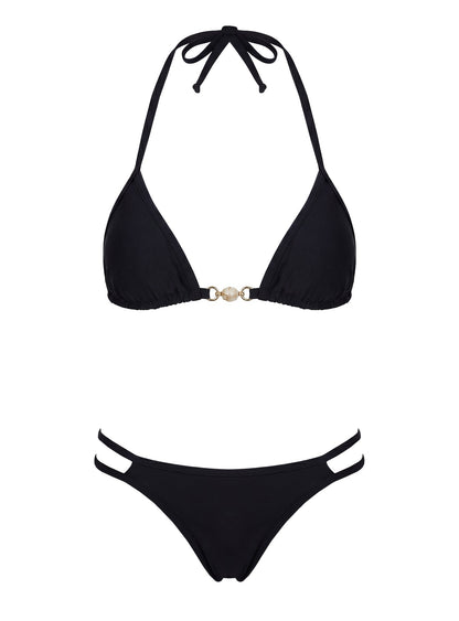 Maurita Hardware Halter Bikini Top Black