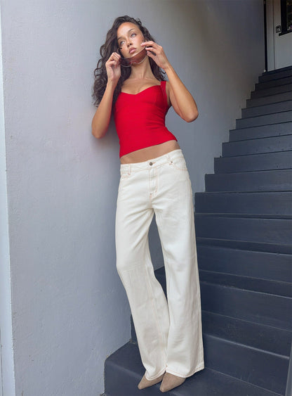 Top Model Low Rise Straight Leg Jeans Porcelain