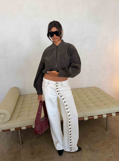 Penny Mid Rise Straight Leg Jeans White