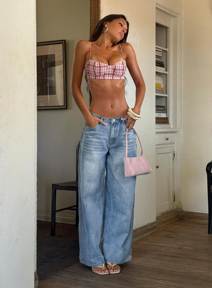 Naylor Mid Rise Wide Leg Jeans Light Blue Wash
