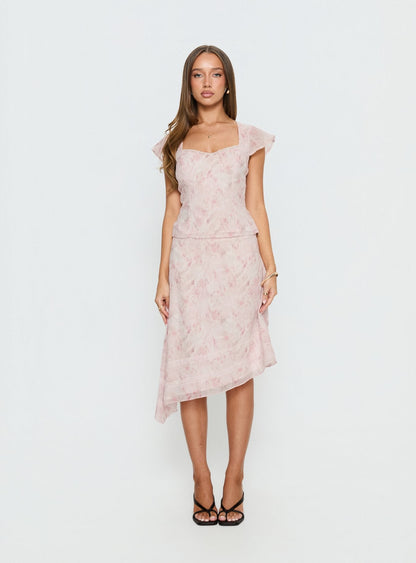 Avaline Asymmetrical Midi Skirt Pink