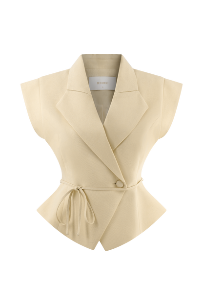 Andina Shortsleeve Linen Top - Natural Beige