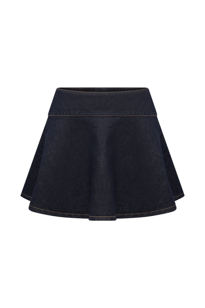 Arista Denim Mini Skirt - Washed Indigo Blue