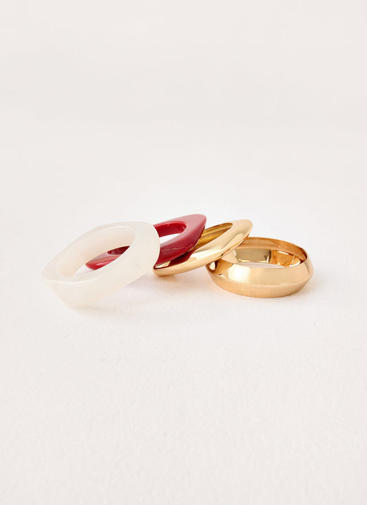 Downtown Darling Bracelets - Red/Gold