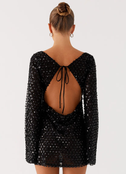 Edessa Sequin Mini Dress - Black