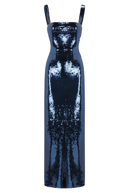 Adoria Sequin Cut Out Maxi Dress - Navy