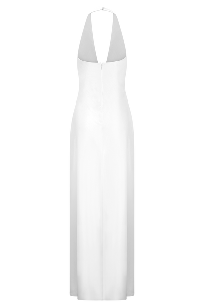 Alice Satin Halter Maxi Dress - White