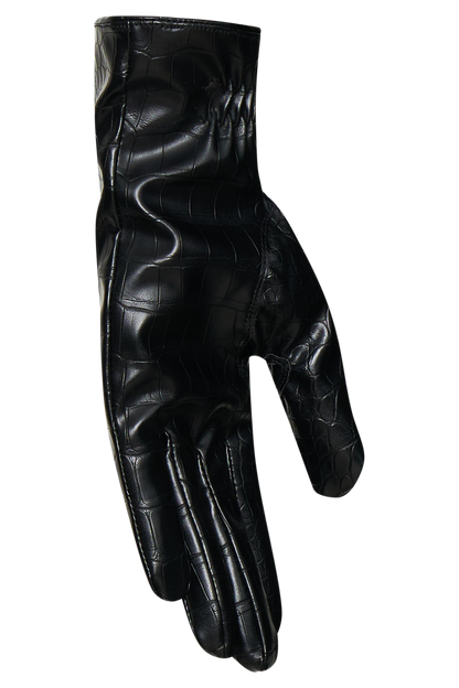 Atlas Faux Leather Crocodile Gloves - Black