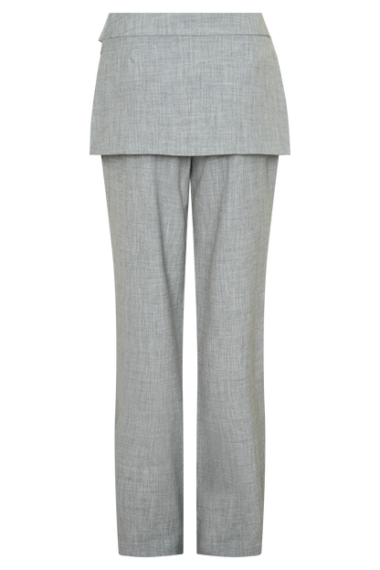 Daisy Wrap Skirt Straight Leg Pants - Charcoal Marle