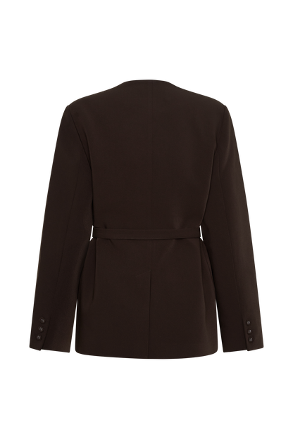 Darcie Drop Shoulder Suiting Blazer - Dark Chocolate