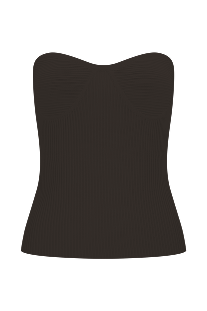 Elodie Strapless Cupped Knit Top - Chocolate