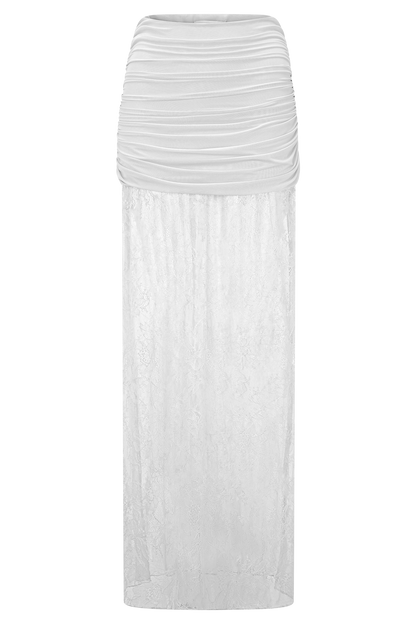 Guinevere Lace And Mesh Maxi Skirt - Ivory