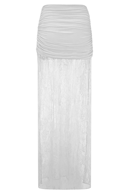 Guinevere Lace And Mesh Maxi Skirt - Ivory