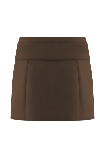 Hayes Faux Suede Belted Mini Skirt - Chocolate
