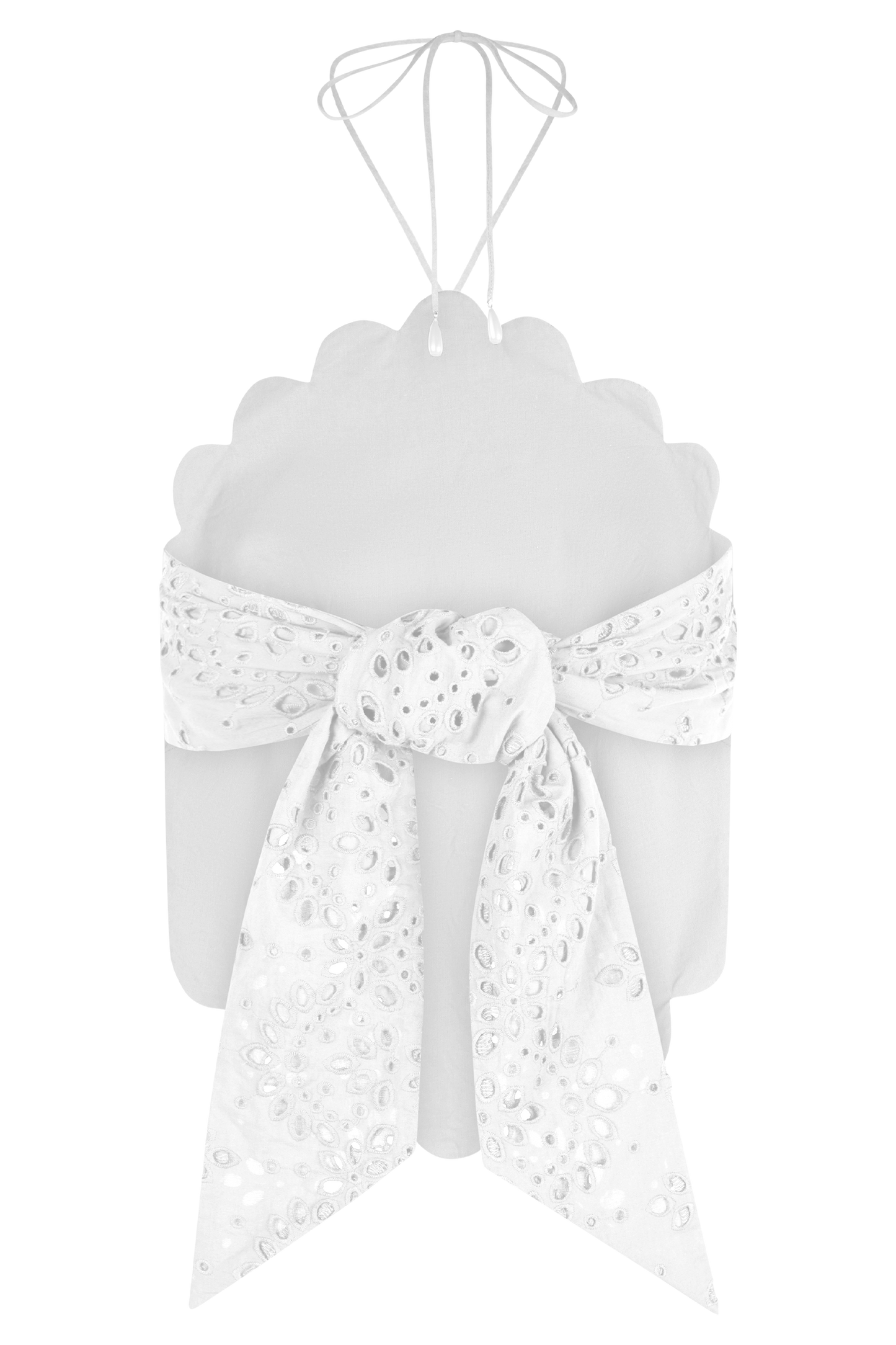 Kensley Broderie Halter Top - White
