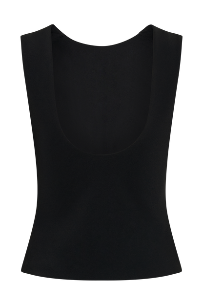 Kyra Open Back Scuba Crepe Top - Black