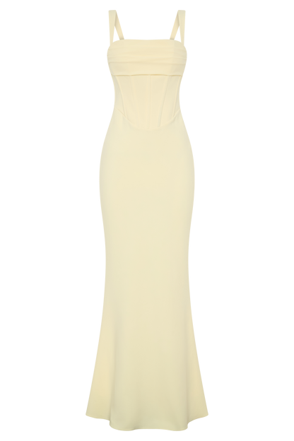 Luella Crepe Corset Maxi Dress - Lemon