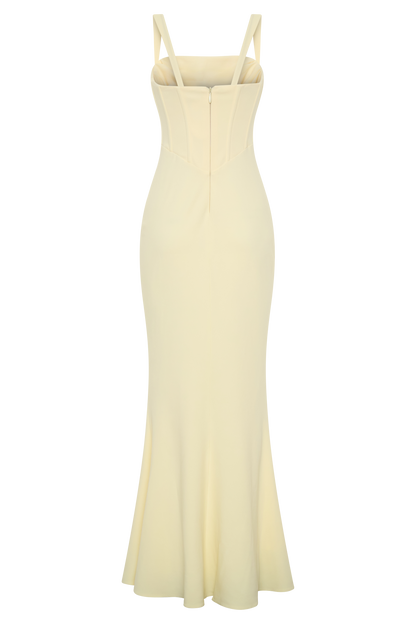 Luella Crepe Corset Maxi Dress - Lemon