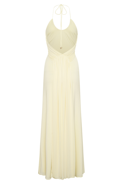 Maely Gathered Slinky Maxi Dress - Lemon