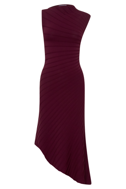 Milasandra Pleated Knit Dress - Plum