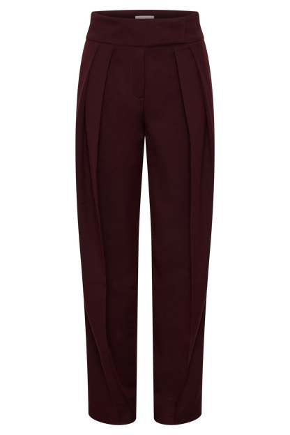 Penelope Pleated High Waisted Pants - Mahogany