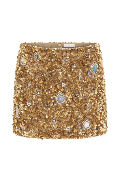 Porter Hand Beaded Mini Skirt - Gold
