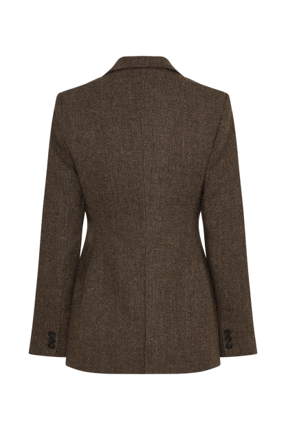Romy Structured Blazer With Hardware - Herringbone