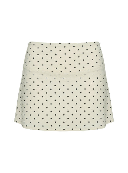 Amia Lace Mini Skirt Cream Polka Dot
