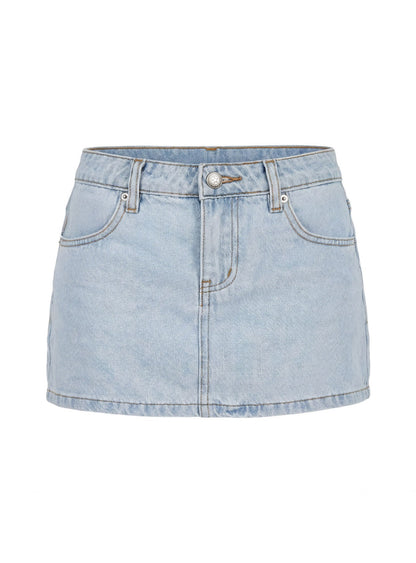 Baxon Low Rise Micro Denim Skort Light Blue Wash