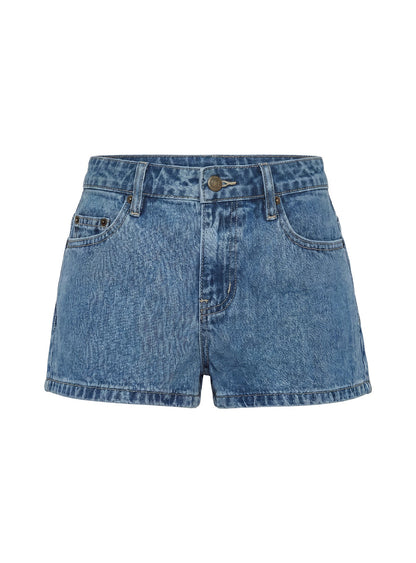 Dreamful Low Rise Mini Denim Shorts Mid Blue Wash