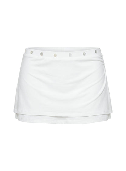 Esperia Button Layered Mini Skirt White