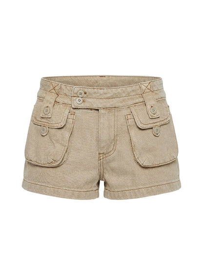 Headphones On Micro Cargo Short Washed Brown