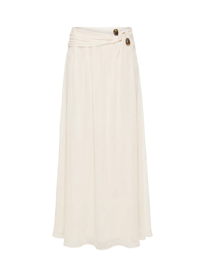 Kaledia Chiffon Draped Maxi Skirt Cream