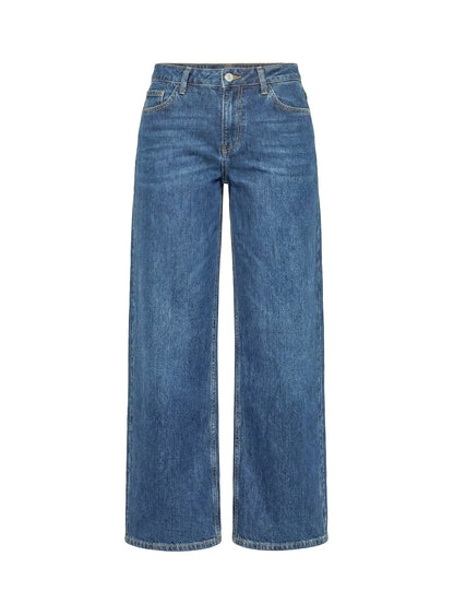 Ramos Low Rise Wide Leg Jeans Mid Blue Wash