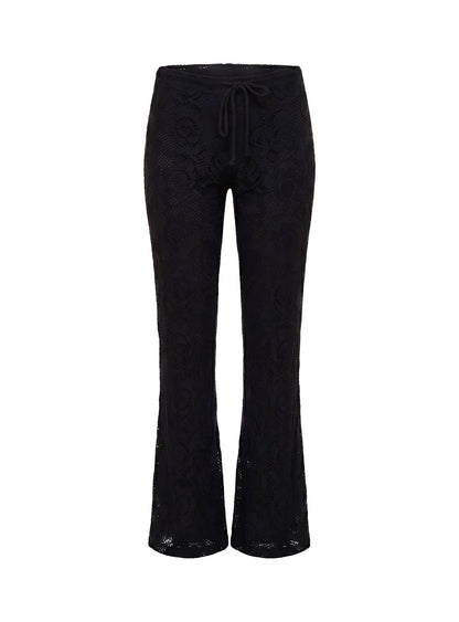 Rosadonna Lace Flare Pants Black