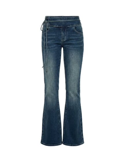 Runa Low Rise Bootleg Tie Side Jeans Mid Blue Wash