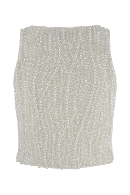 Kathia Pearl Hand Beaded Top - White