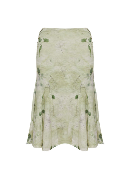 Lewish Low Rise Midi Skirt Green Floral