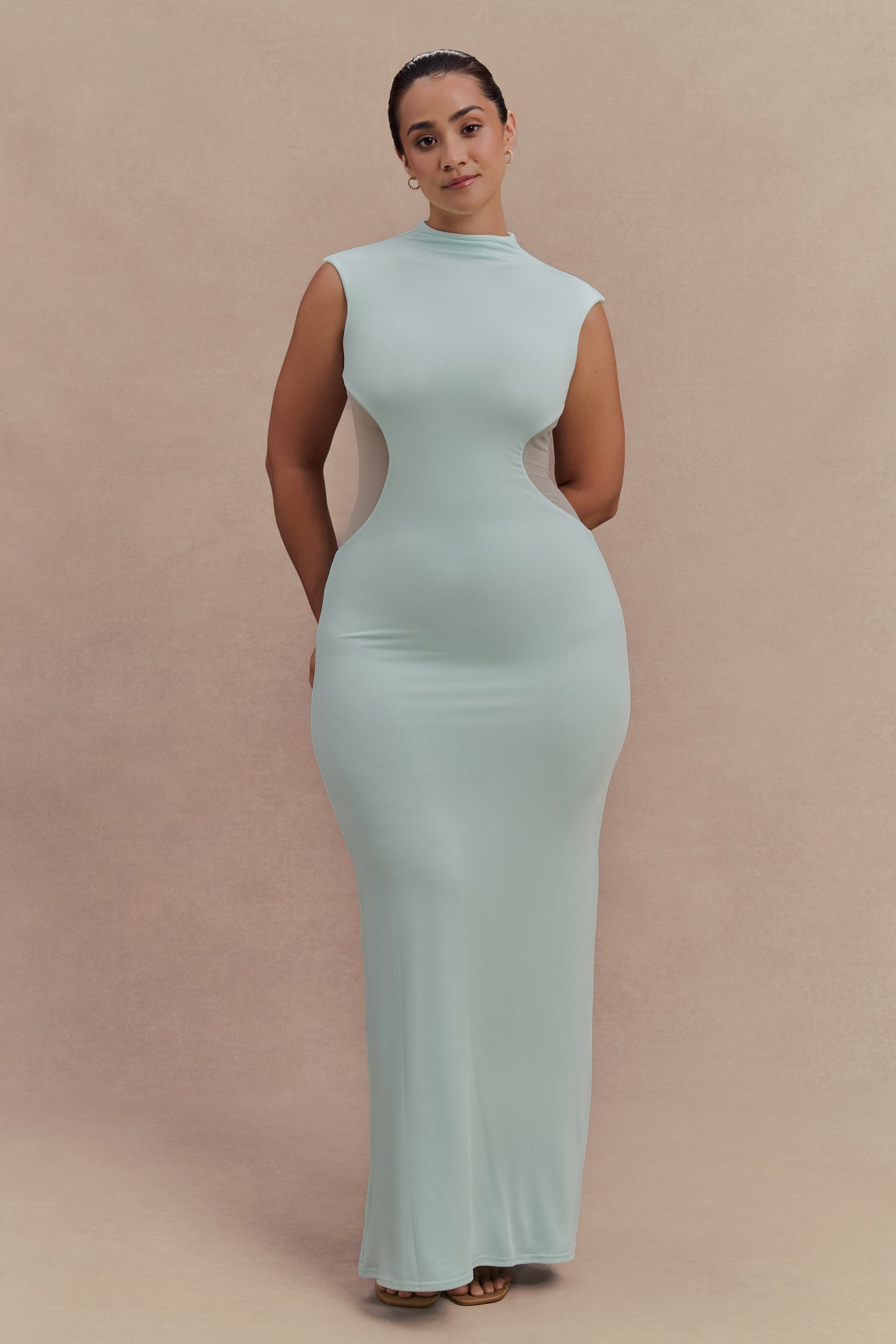 Massie Slinky And Mesh Maxi Dress - Lagoon