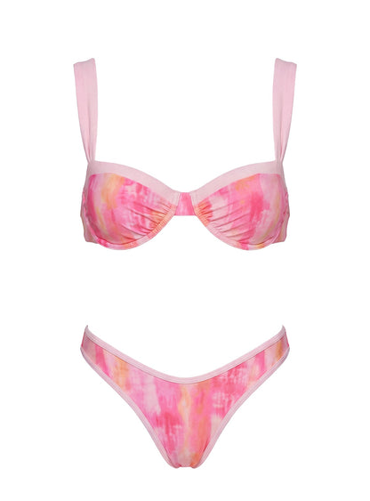 Melessa High Cut Bikini Bottoms Pink Tie Dye