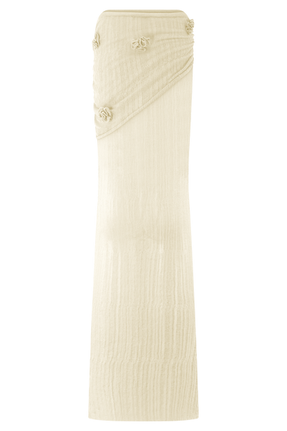 Orianna Orchid Knit Maxi Skirt - Ivory